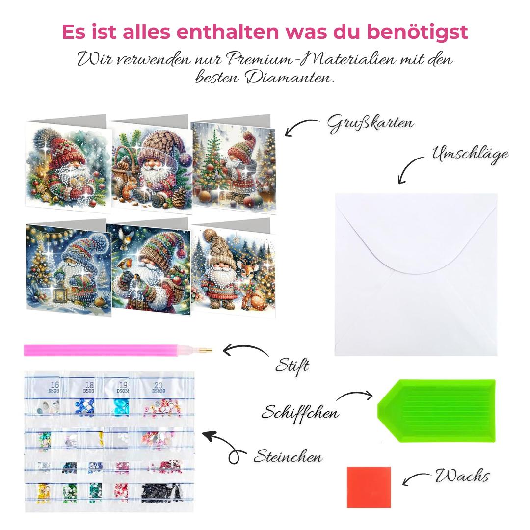 5D Diamond Painting Grußkarten – Winterwichtel & Waldfreunde Unique-Diamond