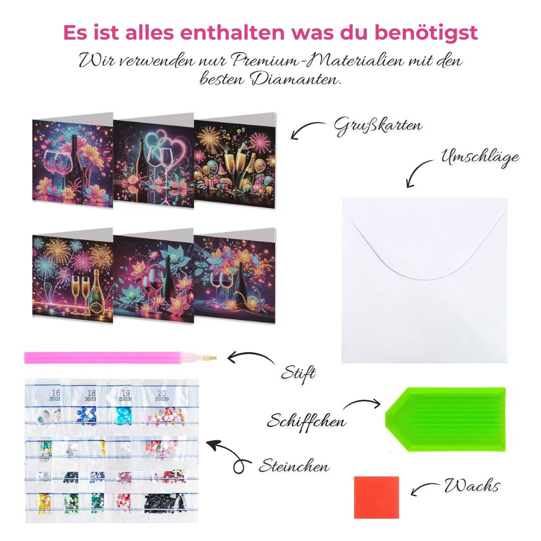 5D Diamond Painting Grußkarten – Glitzernde Festmomente Unique-Diamond