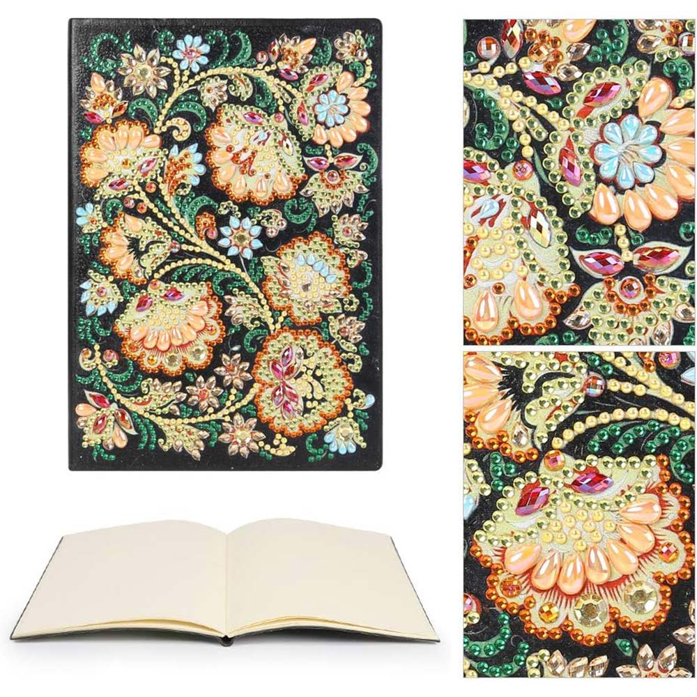 Diamond Painting Notizbuch Blumen, Unique-Diamond