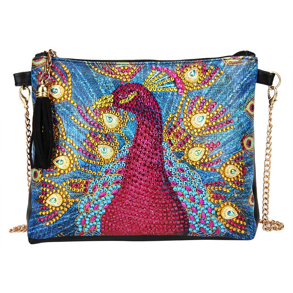 Diamond Painting Tasche Roter Pfau, Unique-Diamond