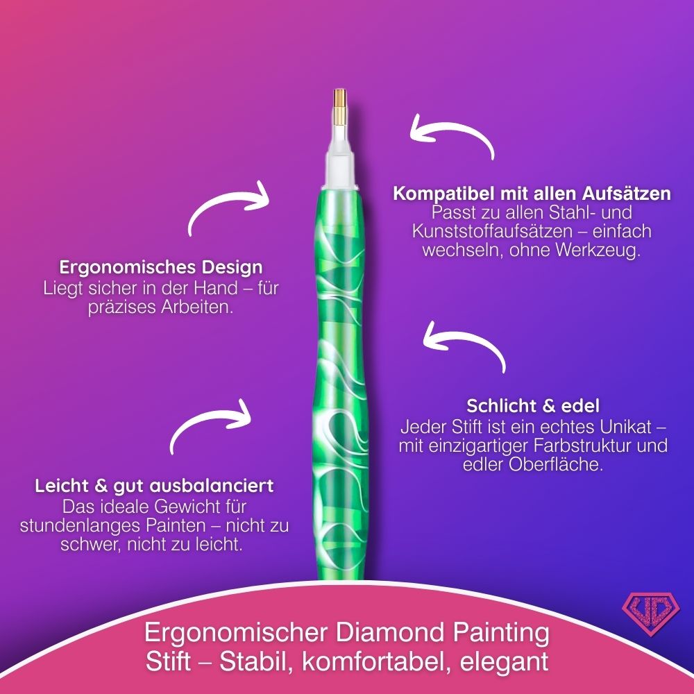 Diamond Painting Ergonomischer Premium-Stift – Emerald Wave Unique-Diamond