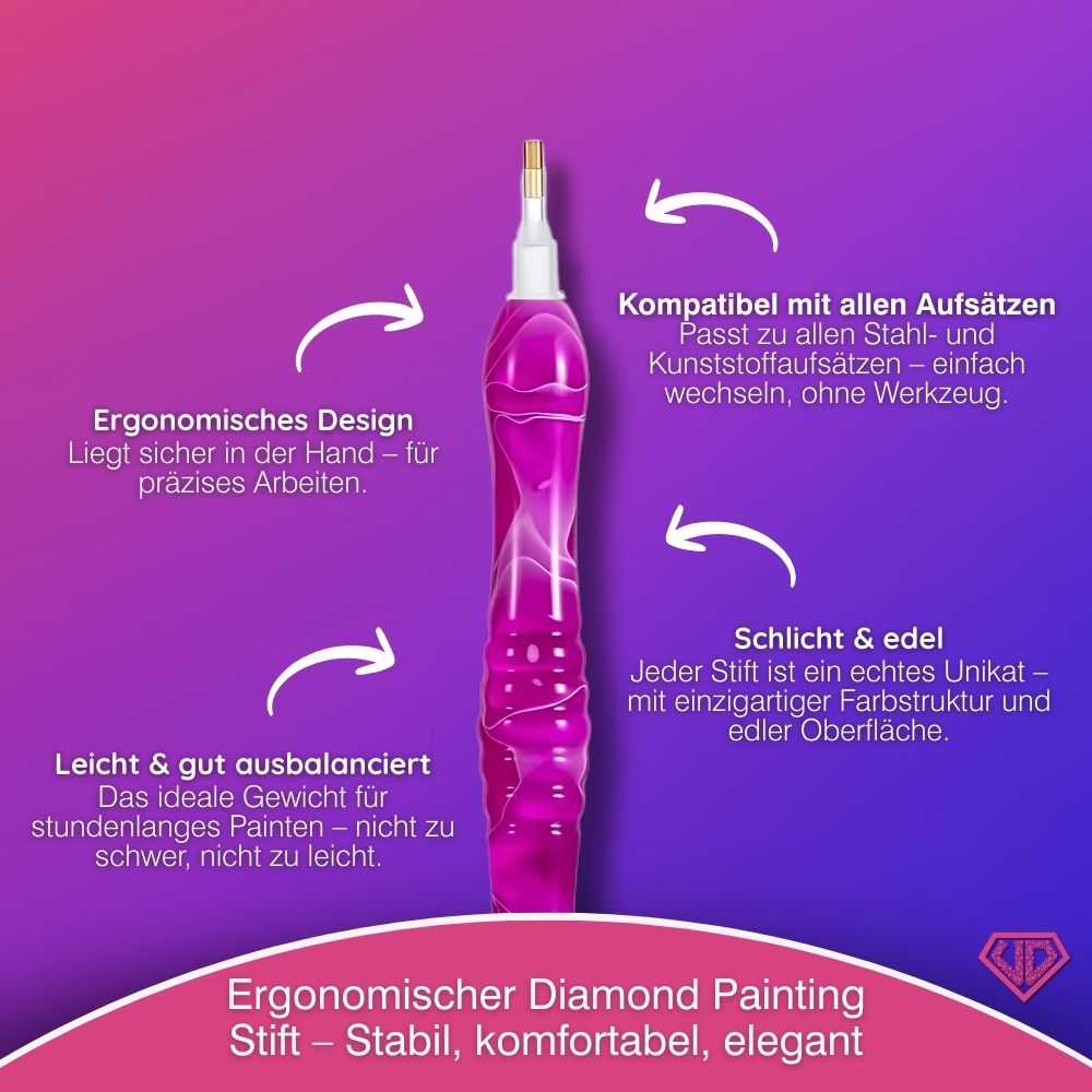 Diamond Painting Ergonomischer Premium-Stift – Fuchsia Twist Unique-Diamond