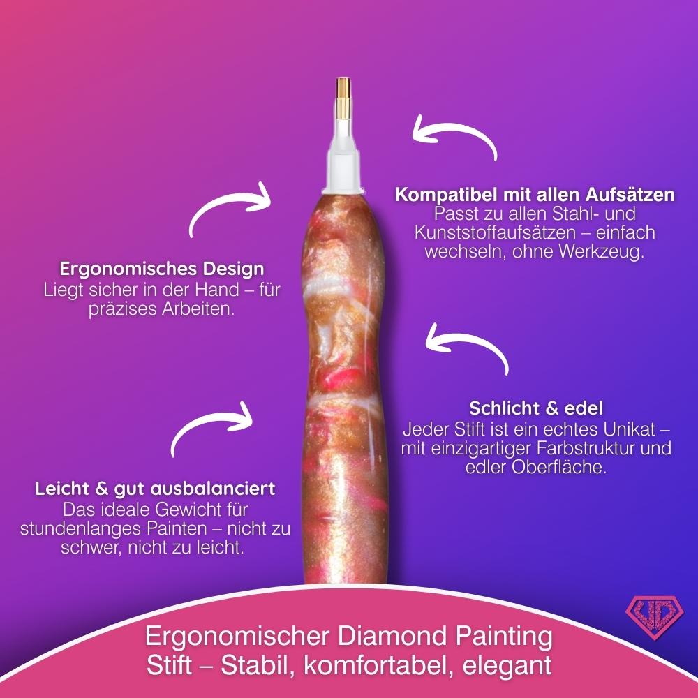 Diamond Painting Ergonomischer Premium-Stift – Golden Rosewood Edition, Unique-Diamond
