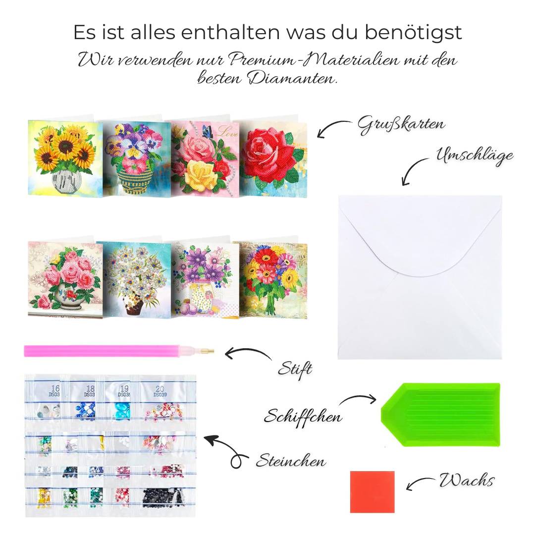 5D Diamond Painting Grußkarten – Zeitlose Blumengrüße, Unique-Diamond