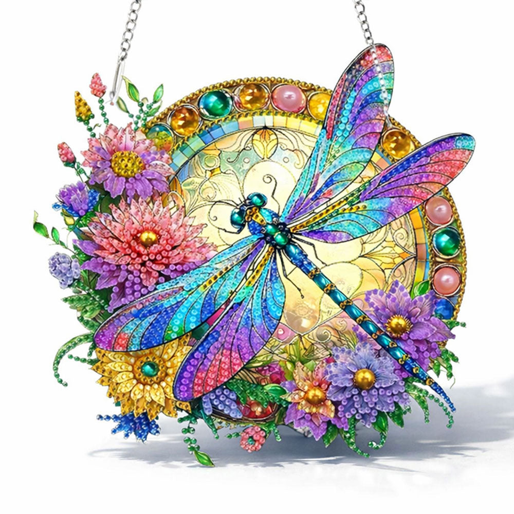 5D Diamond Painting Türanhänger Libelle, Unique-Diamond
