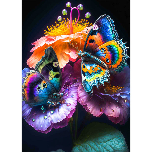 5D Diamond Painting AB Steine Blumen mit Schmetterlingen