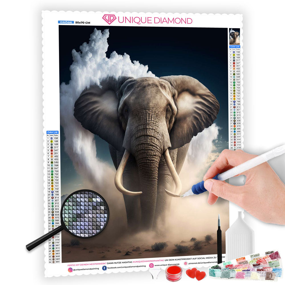 5D Diamond Painting Elefant, Unique-Diamond