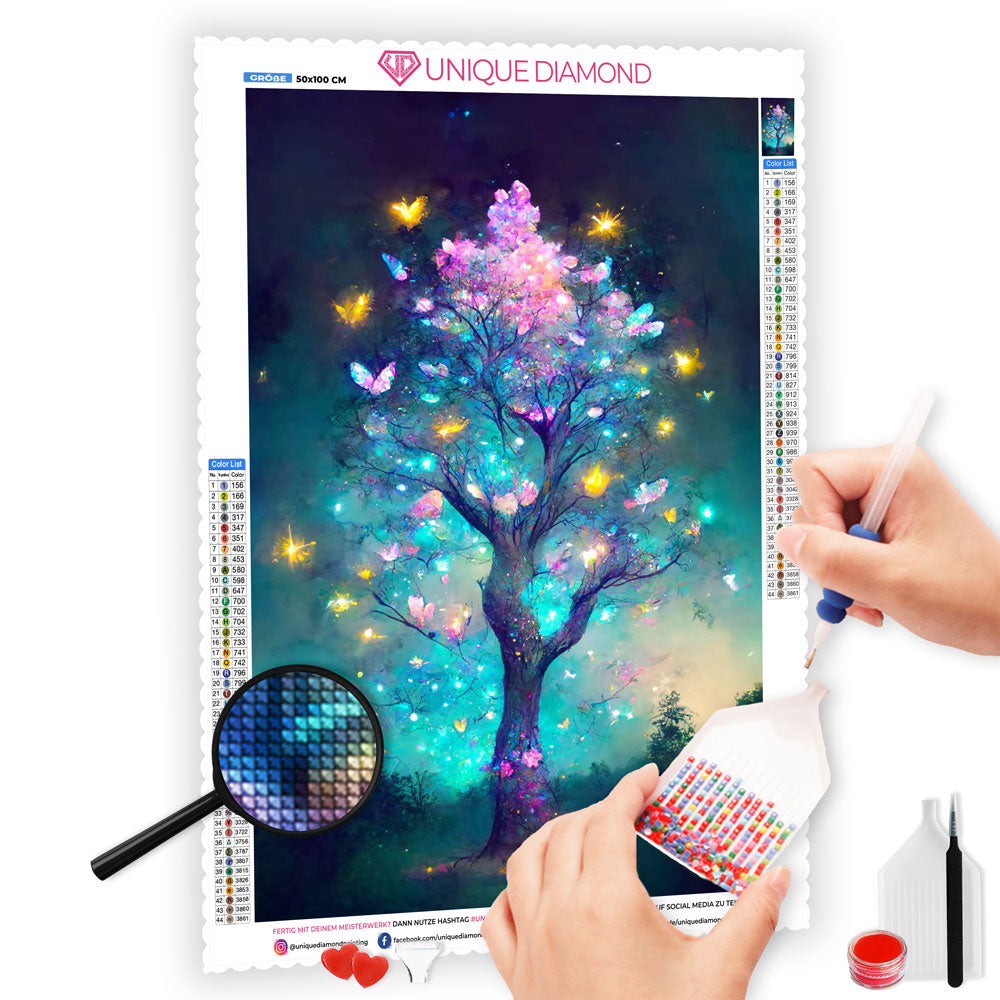 5D Diamond Painting XXL AB Steine Fantasy Tree, Unique-Diamond