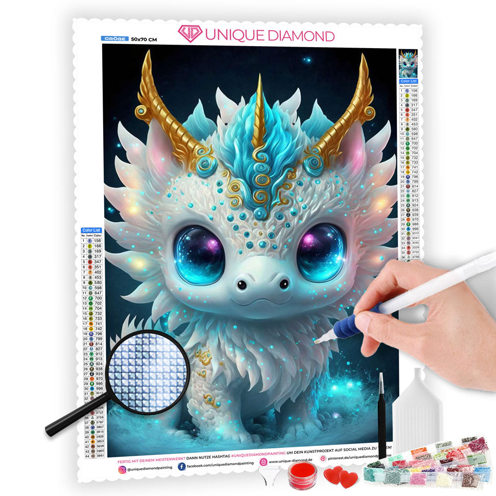 5D Diamond Painting AB Steine Magic Dragon, Unique-Diamond