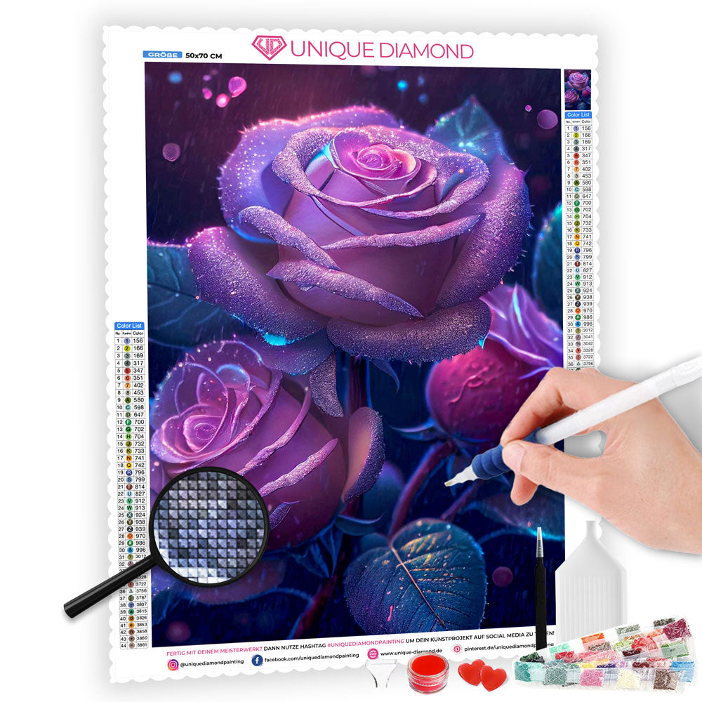 5D Diamond Painting AB Steine Rosen, Unique-Diamond