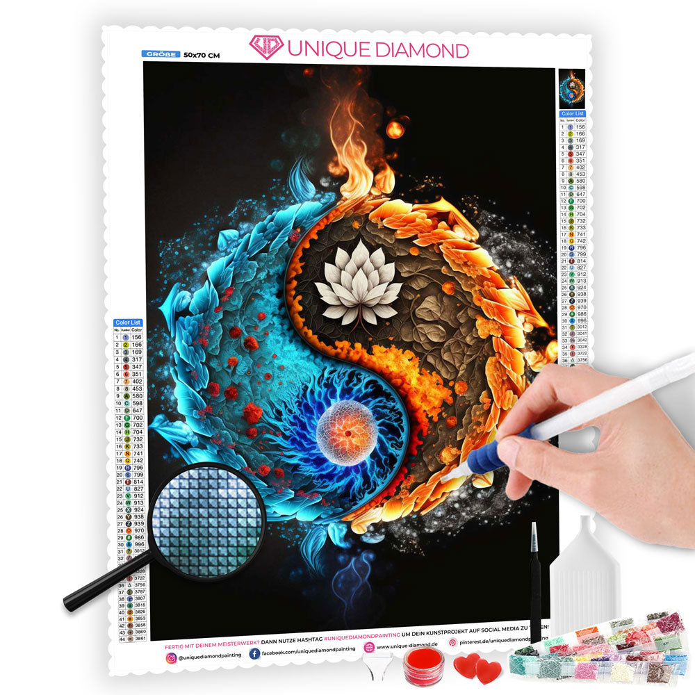 5D Diamond Painting AB Steine Yin und Yang, Unique-Diamond