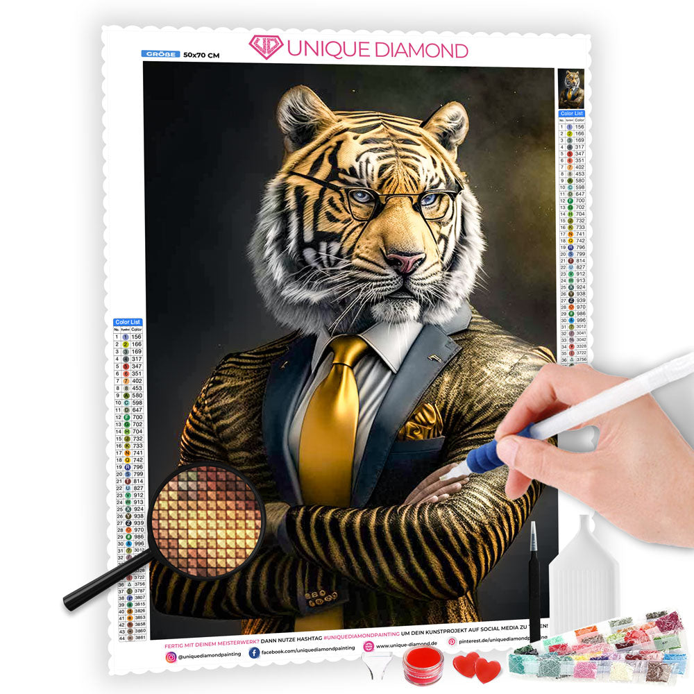 5D Diamond Painting Boss Tiger, Unique-Diamond