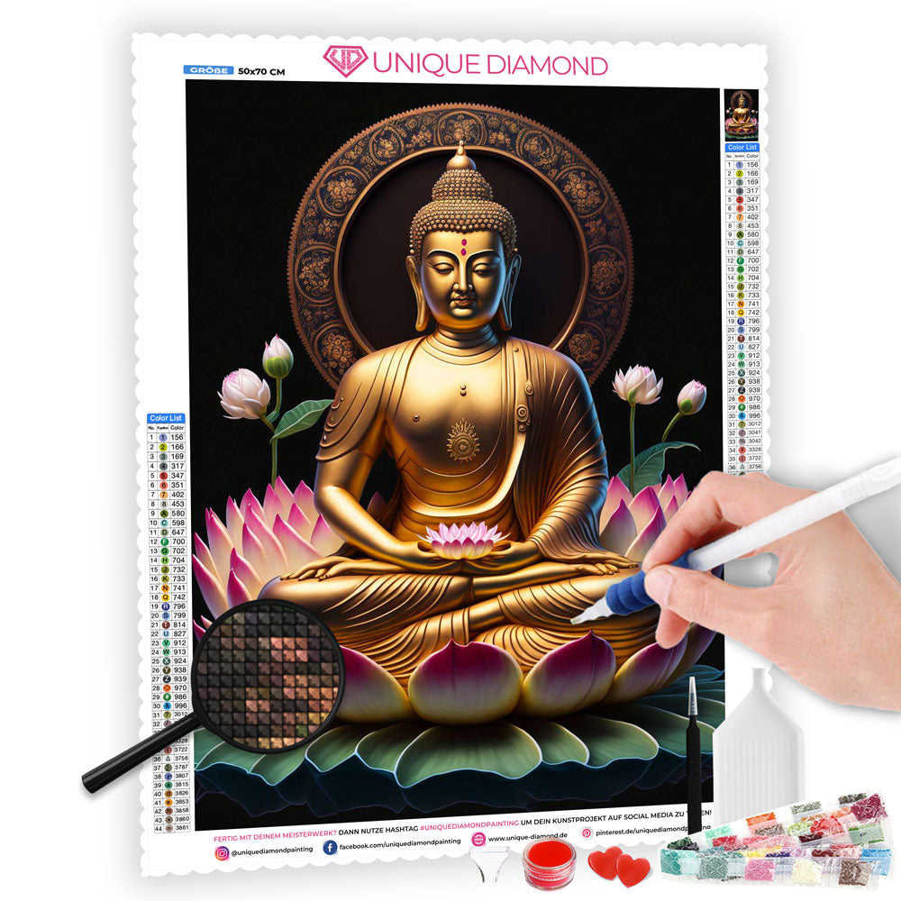 5D Diamond Painting Lotus Buddha, Unique-Diamond