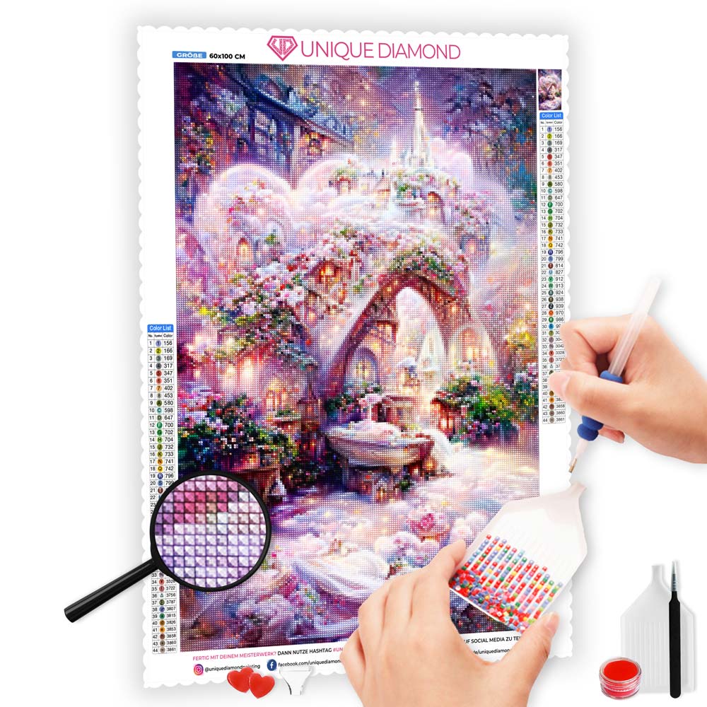 5D Diamond Painting XXL AB Steine Fantasy Schloss, Unique-Diamond