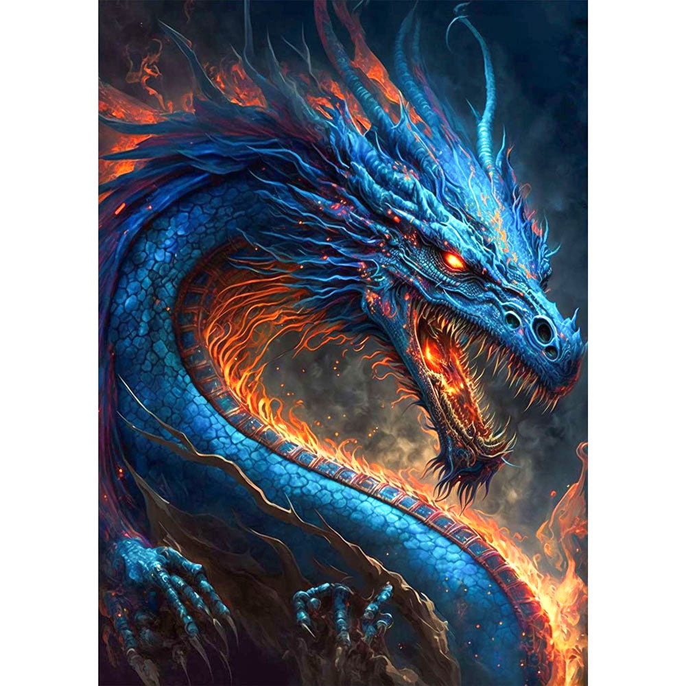 5D Diamond Painting AB Steine Feuer Drache, Unique-Diamond