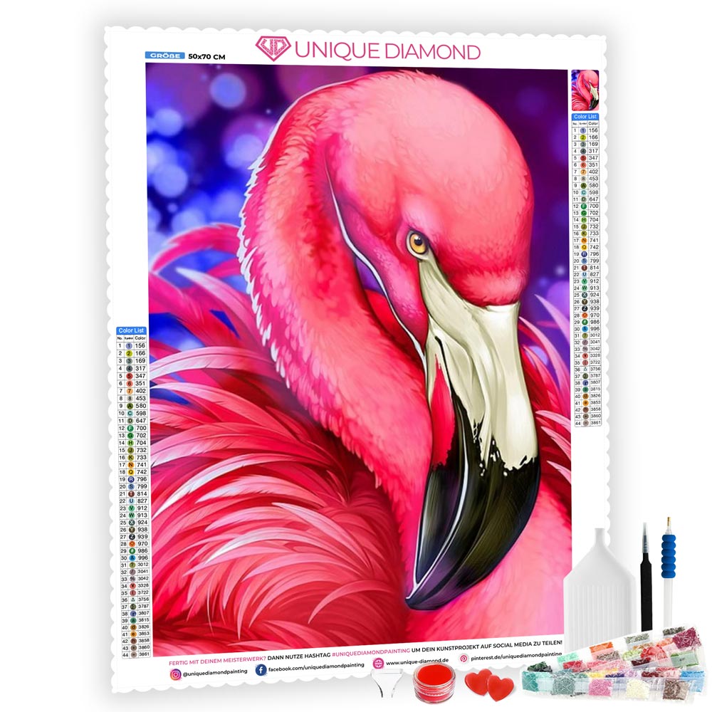 5D Diamond Painting Flamingo Abstrakt, Unique-Diamond