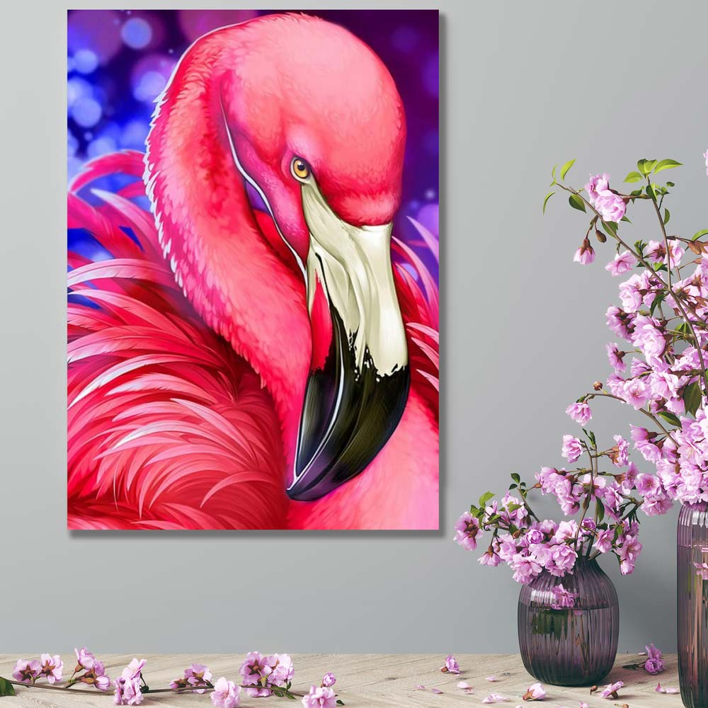5D Diamond Painting Flamingo Abstrakt, Unique-Diamond