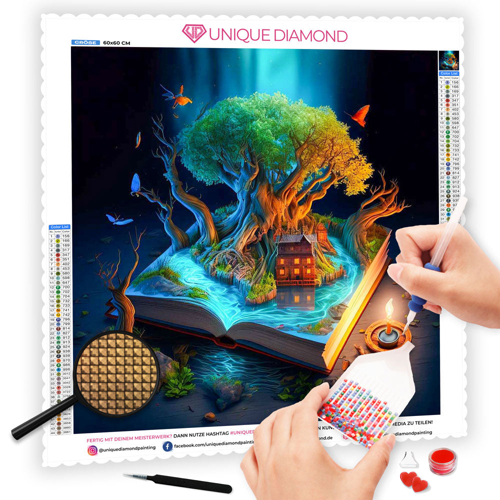 5D Diamond Painting AB Steine Magic Book, Unique-Diamond