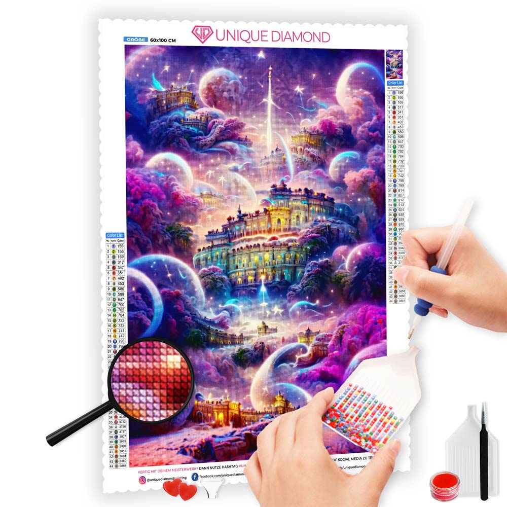 5D Diamond Painting XXL AB Steine Magisches Schloss, Unique-Diamond