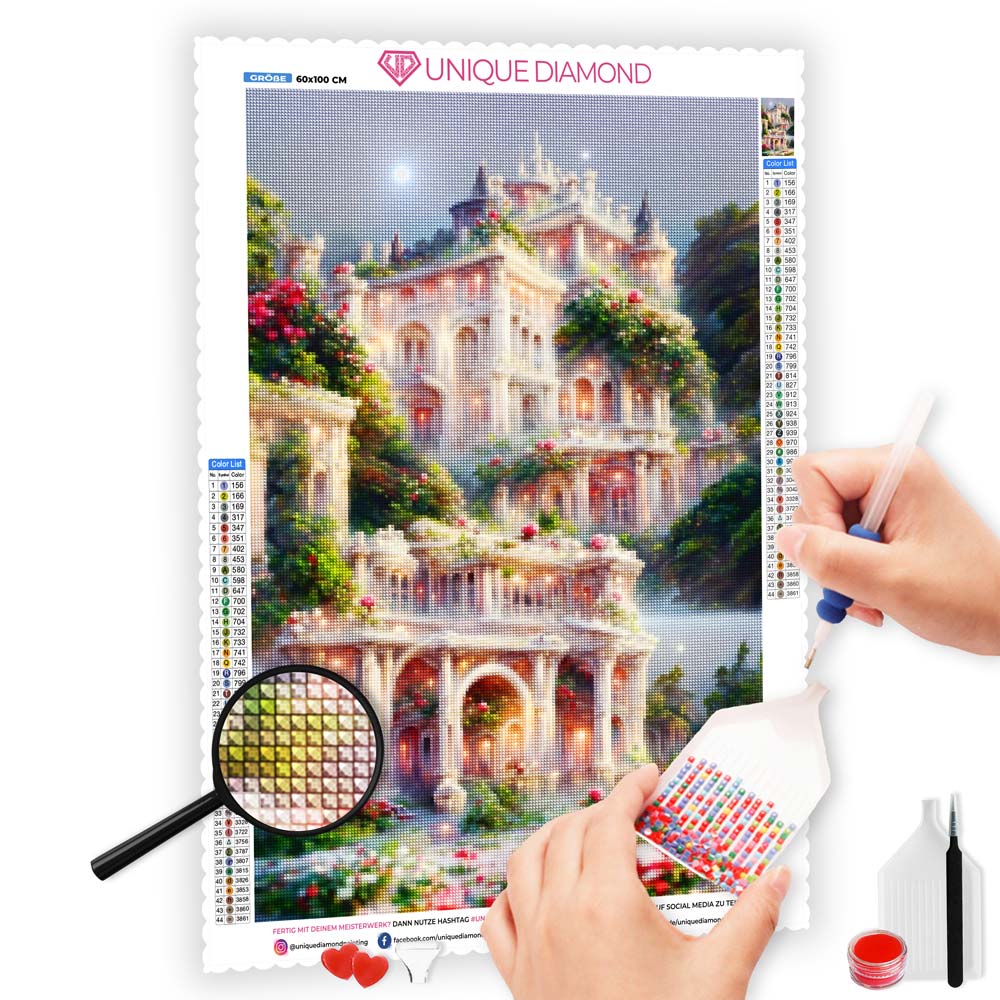 5D Diamond Painting XXL AB Steine Schloss, Unique-Diamond