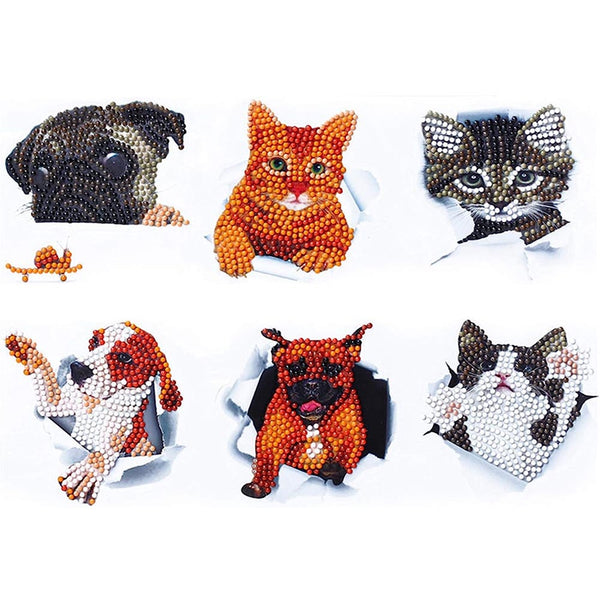 5D Diamond Painting Sticker Set Cats and Dogs Set 1, Unique-Diamond