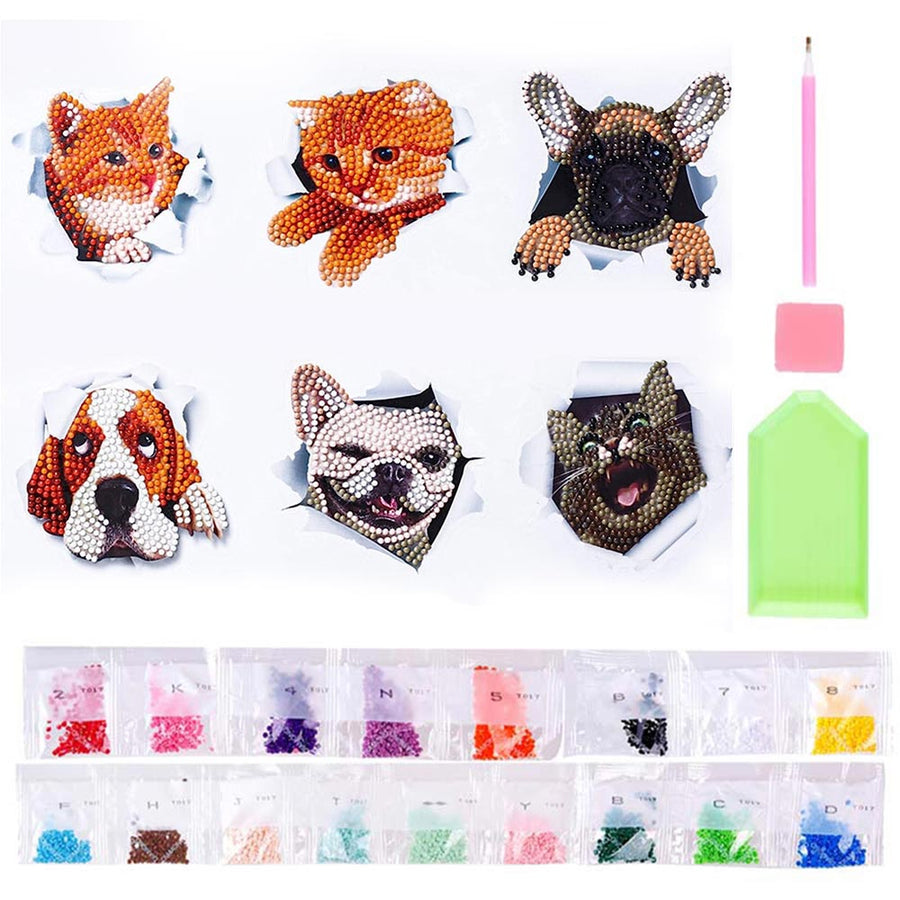 5D Diamond Painting Sticker Set Cats and Dogs Set 2, Unique-Diamond