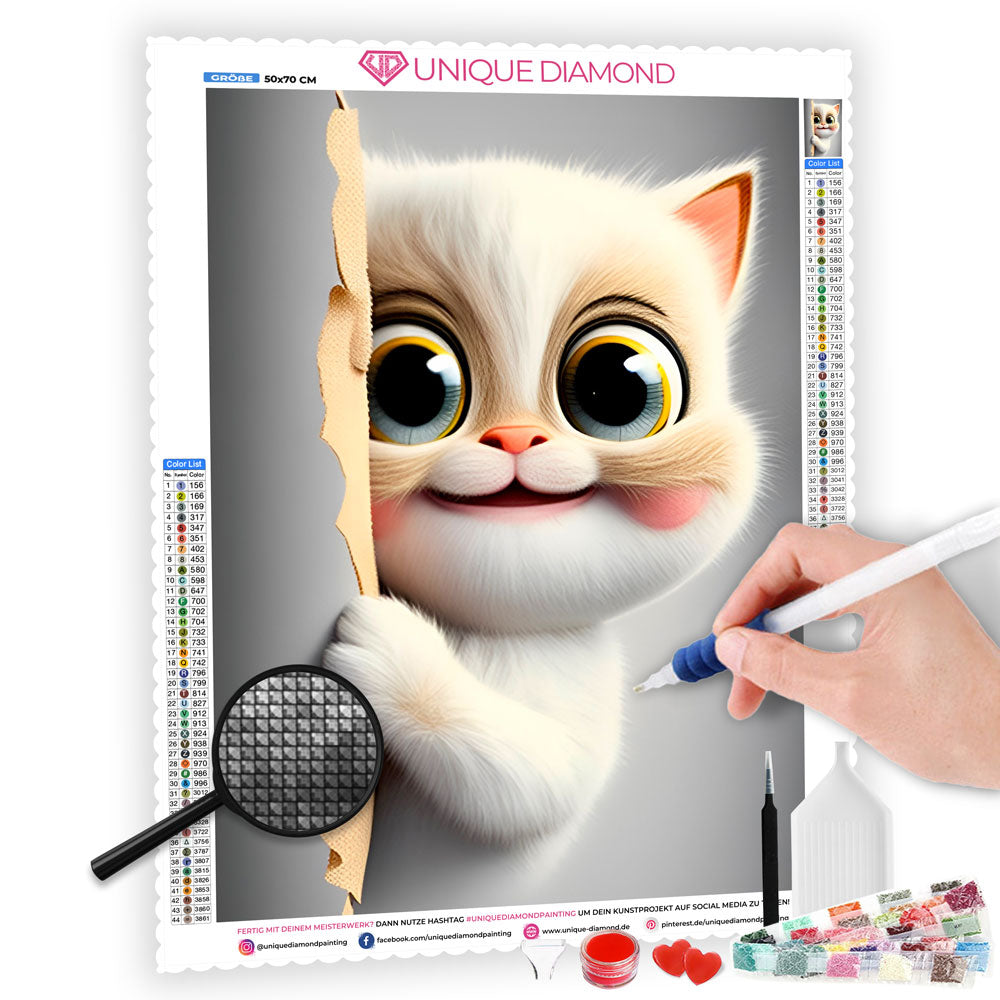 5D Diamond Painting Sweet Cat, Unique-Diamond