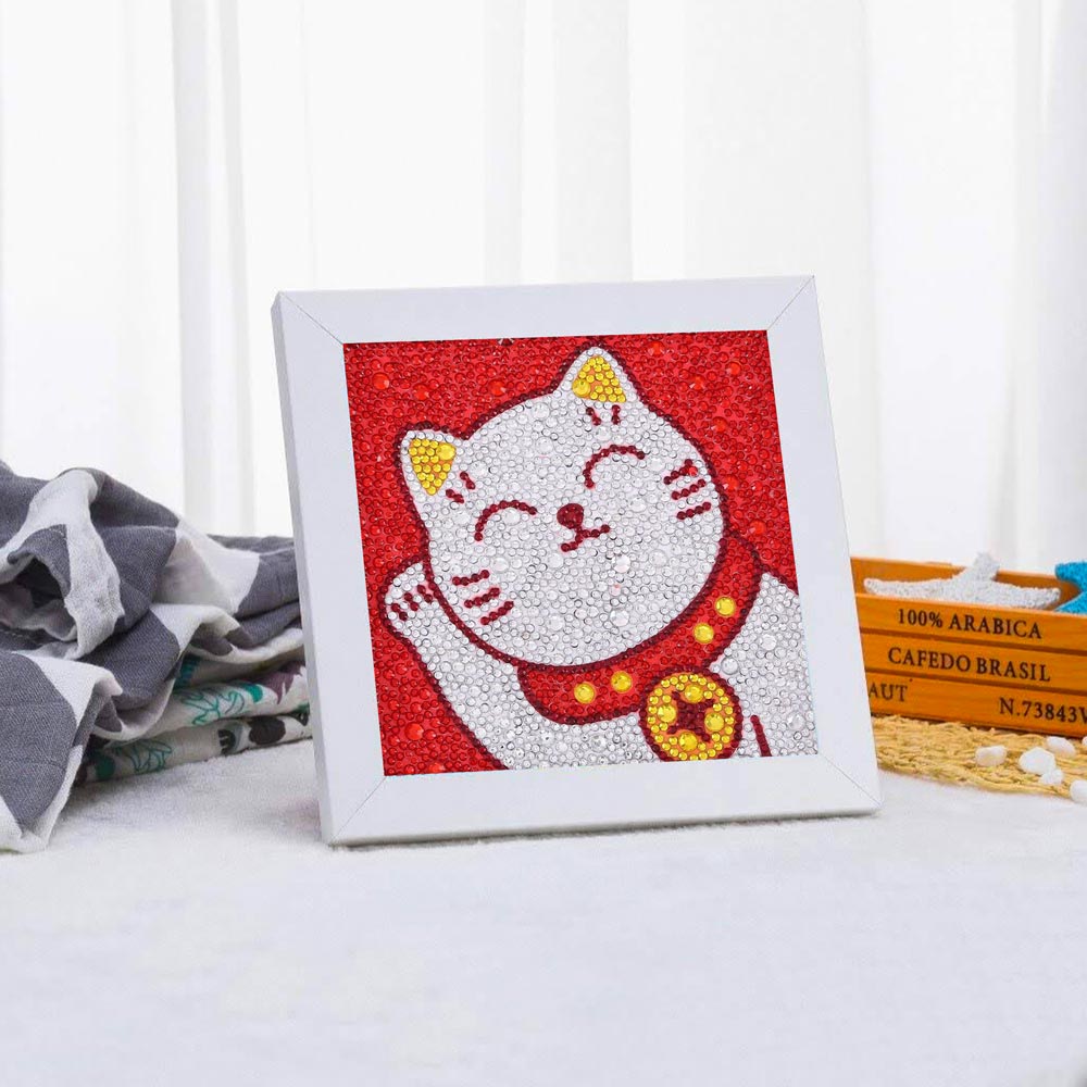 5D Diamond Painting Katze mit Strasssteinchen, Unique-Diamond