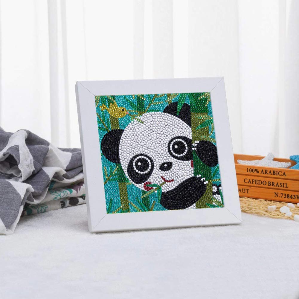 5D Kinder Diamond Painting Panda mit Bilderrahmen, Unique-Diamond