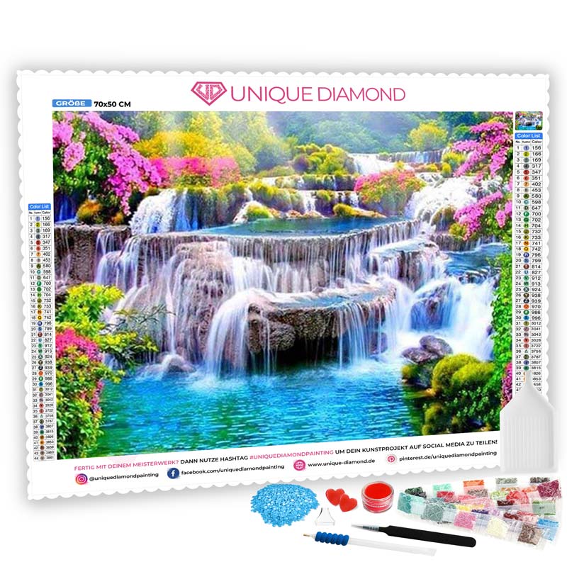 5D Diamond Painting AB Steine Atemberaubender Wasserfall - Unique-Diamond