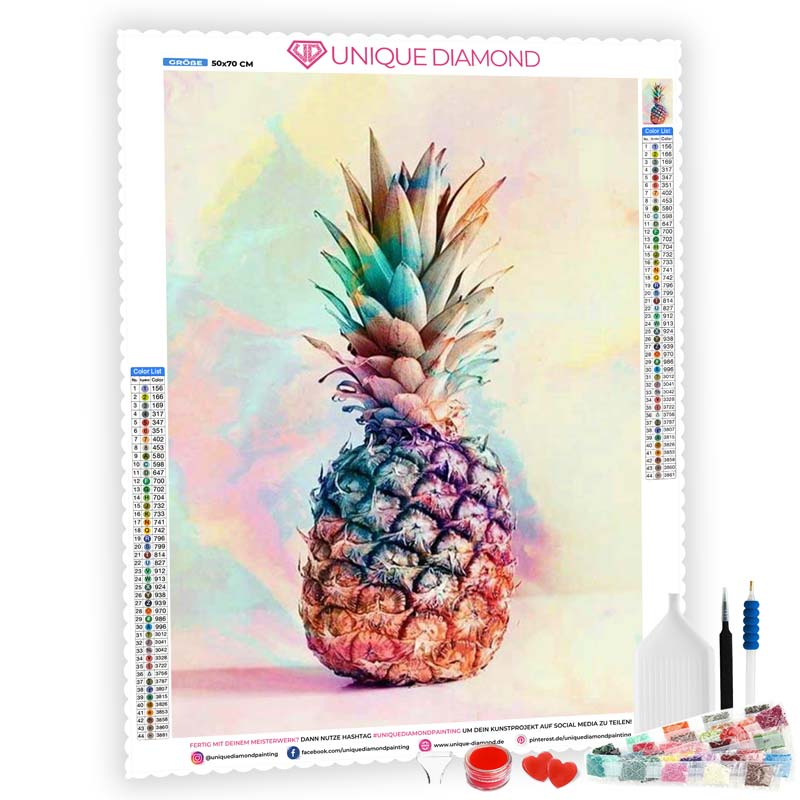 5D Diamond Painting AB Steine Bunter Ananas - Unique-Diamond