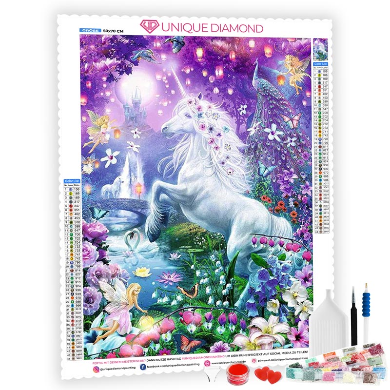 5D Diamond Painting AB Steine Einhorn-Paradies - Unique-Diamond