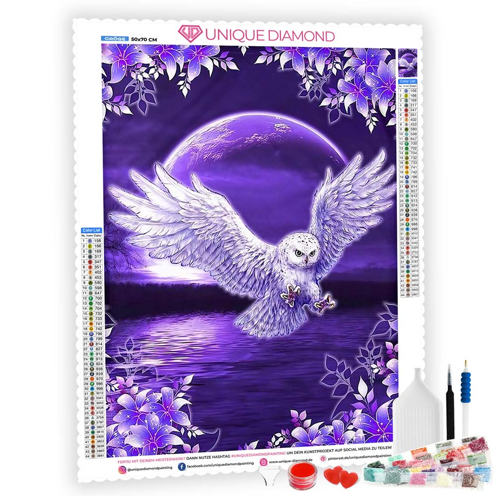 5D Diamond Painting AB Steine Eule - Unique-Diamond