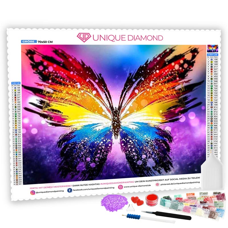 5D Diamond Painting AB Steine Farben Schmetterling - Unique-Diamond