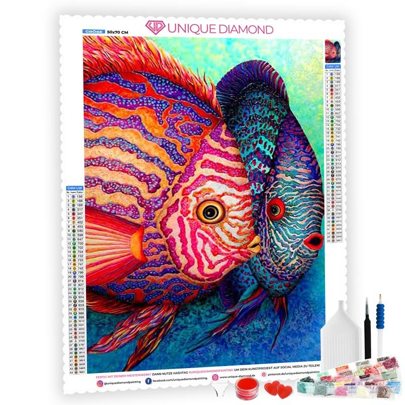 5D Diamond Painting AB Steine Farbige Fische - Unique-Diamond