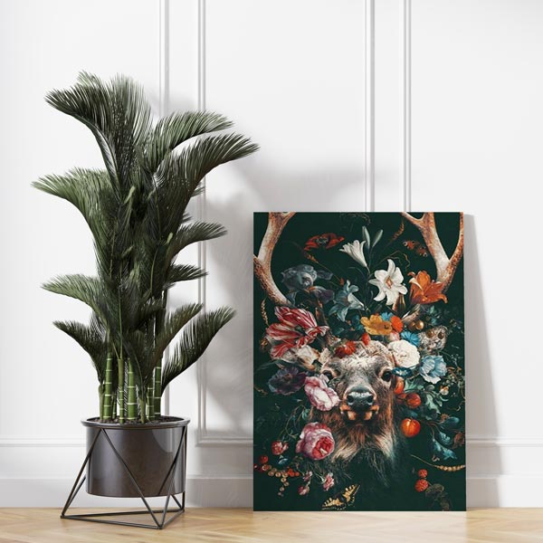 5D Diamond Painting AB Steine Hirsch in Blumen - Unique-Diamond