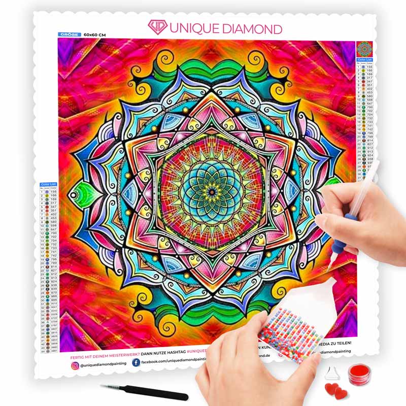 5D Diamond Painting AB Steine Mandala Blume - Unique-Diamond