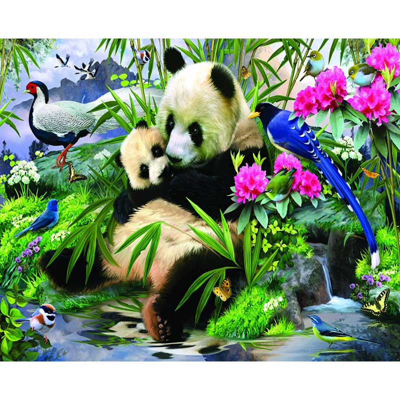 5D Diamond Painting AB Steine Panda mit Baby - Unique-Diamond
