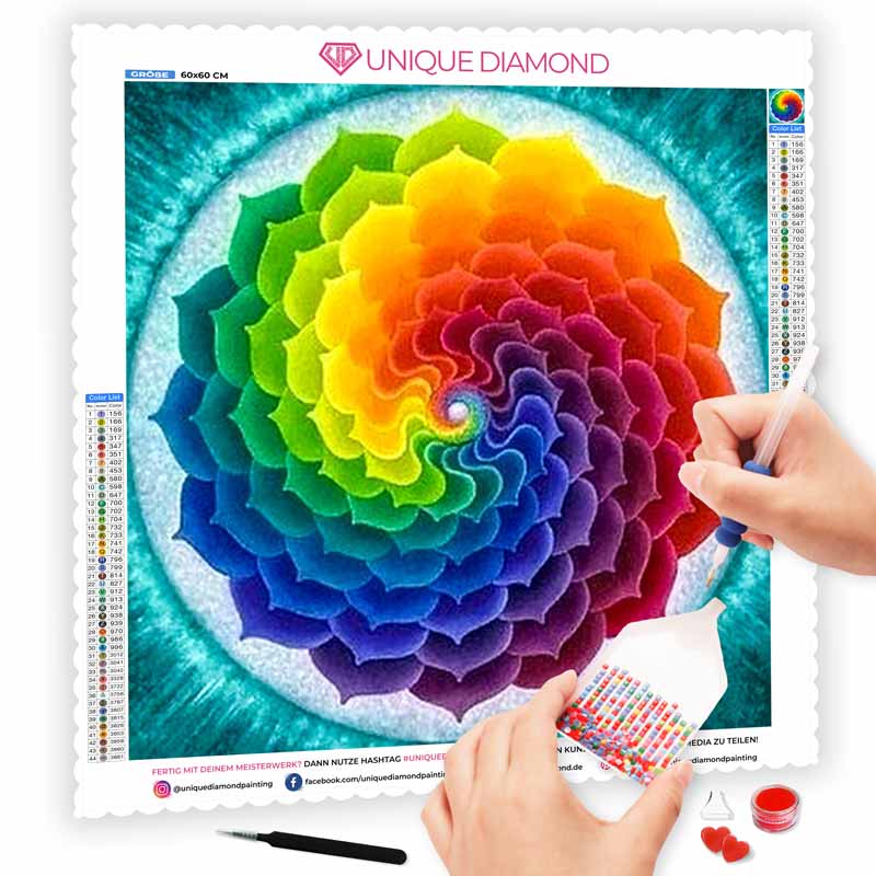 5D Diamond Painting AB Steine Regenbogen Mandala - Unique-Diamond