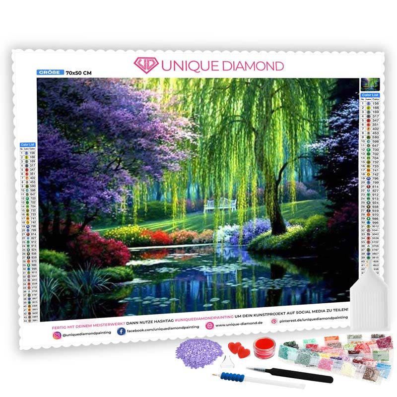 5D Diamond Painting AB Steine Teich Landschaft - Unique-Diamond