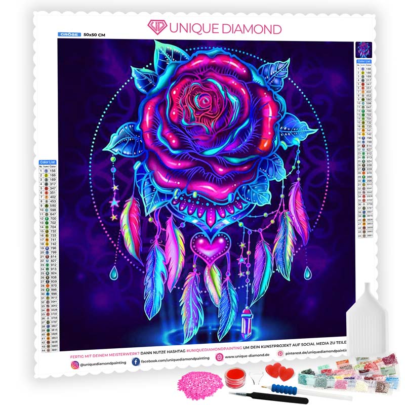 5D Diamond Painting AB Steine Traumfänger Rose - Unique-Diamond