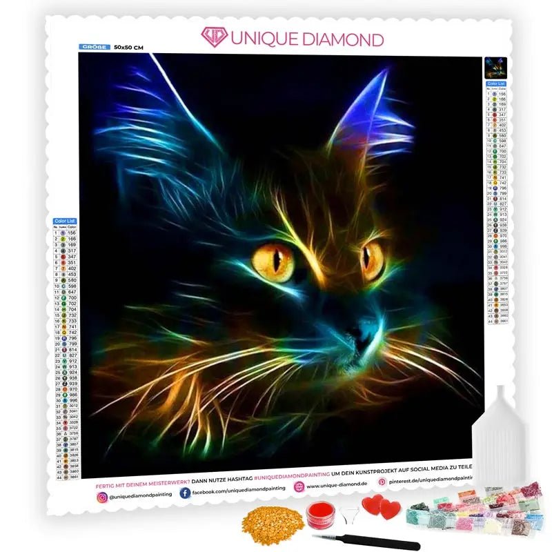 5D Diamond Painting abstrakt Katze - Unique-Diamond