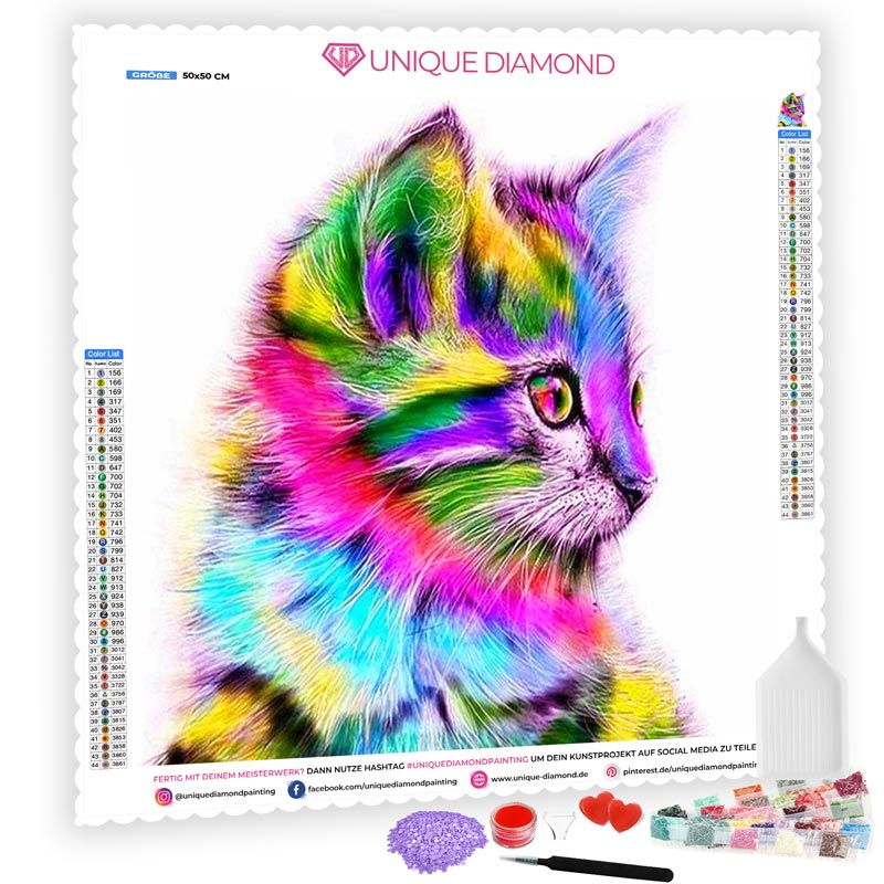 5D Diamond Painting Abstrakte Katze - Unique-Diamond