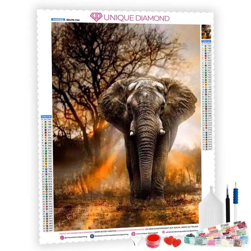 5D Diamond Painting Afrikanischer Elefant - Unique-Diamond