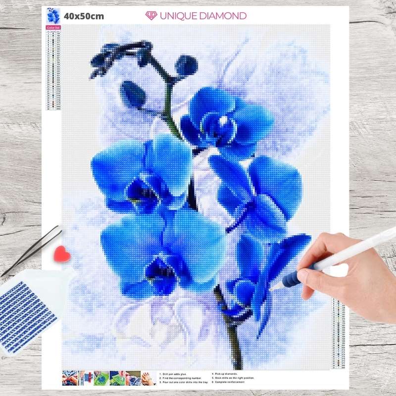5D Diamond Painting blaue Orchidee - Unique-Diamond