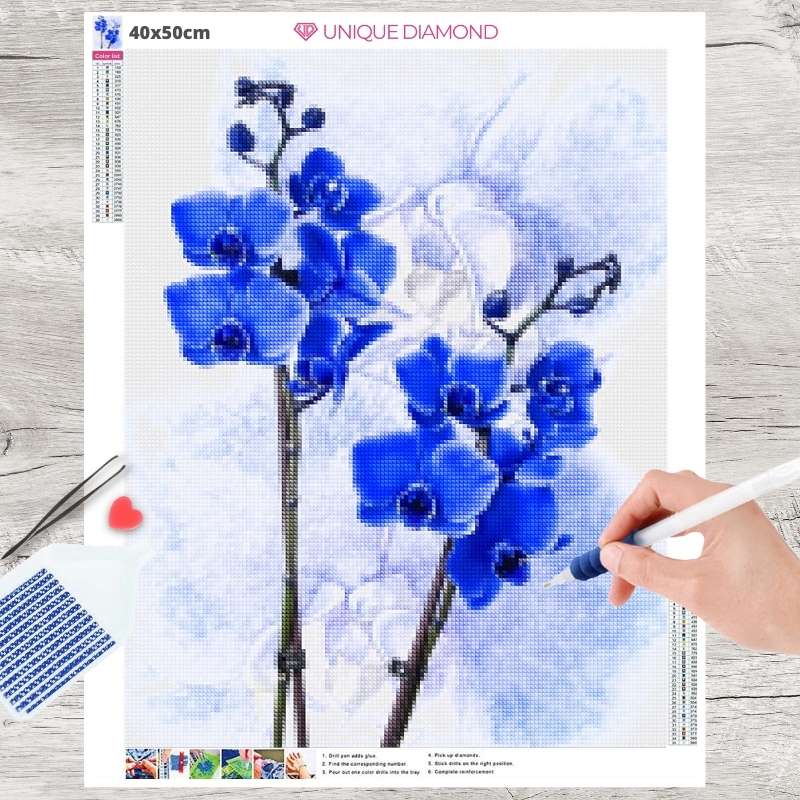 5D Diamond Painting blaue Orchidee - Unique-Diamond