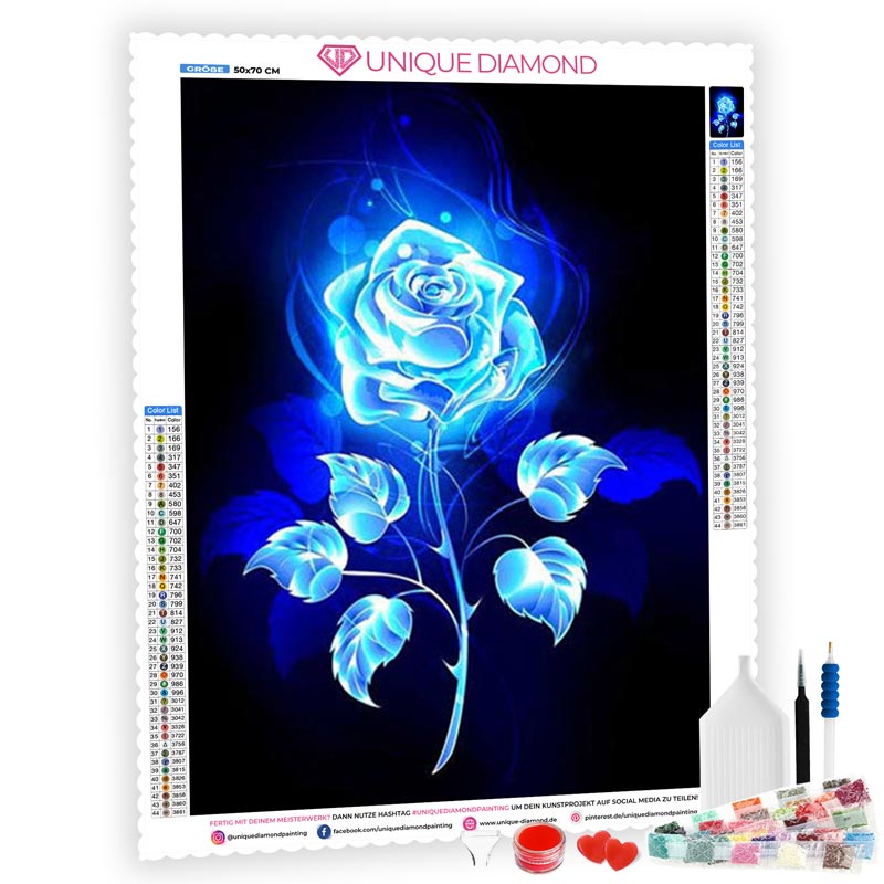 5D Diamond Painting Blaue Rose - Unique-Diamond