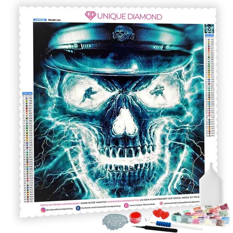 5D Diamond Painting Blitz Schädel - Unique-Diamond