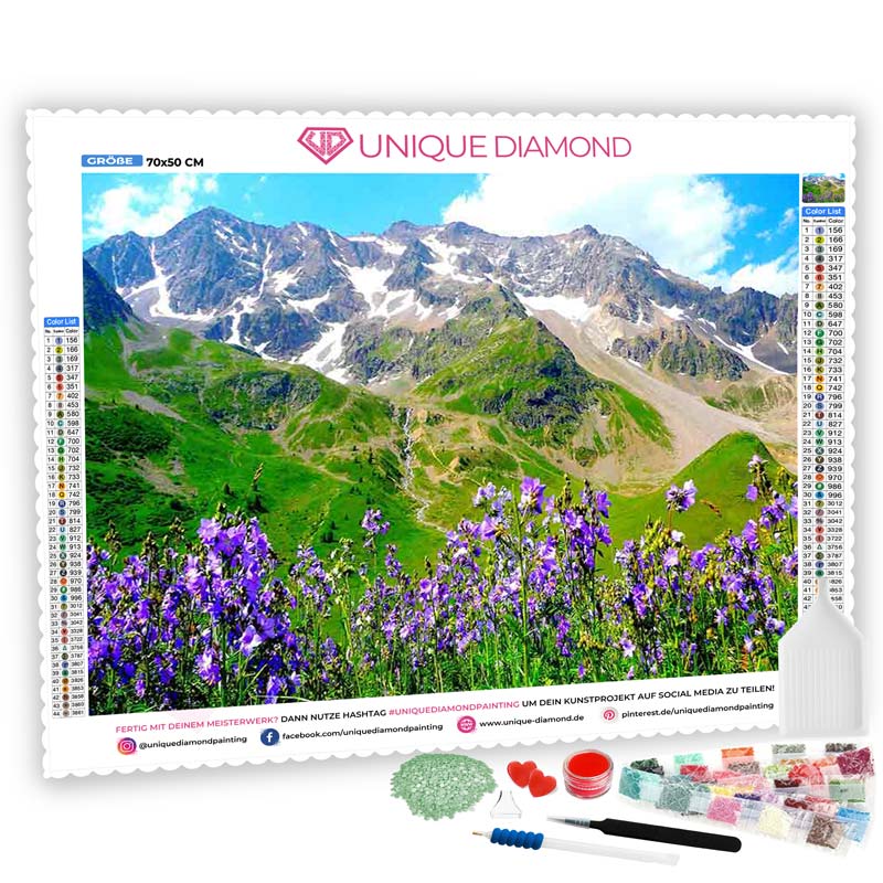 5D Diamond Painting Blumen in den Alpen - Unique-Diamond