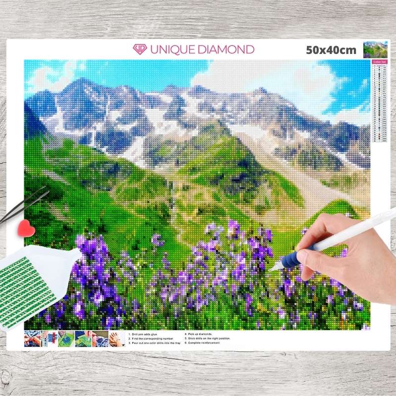 5D Diamond Painting Blumen in den Alpen - Unique-Diamond